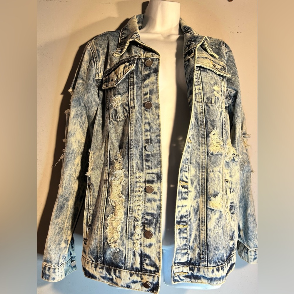 Distressed Denim Jean Jacket
